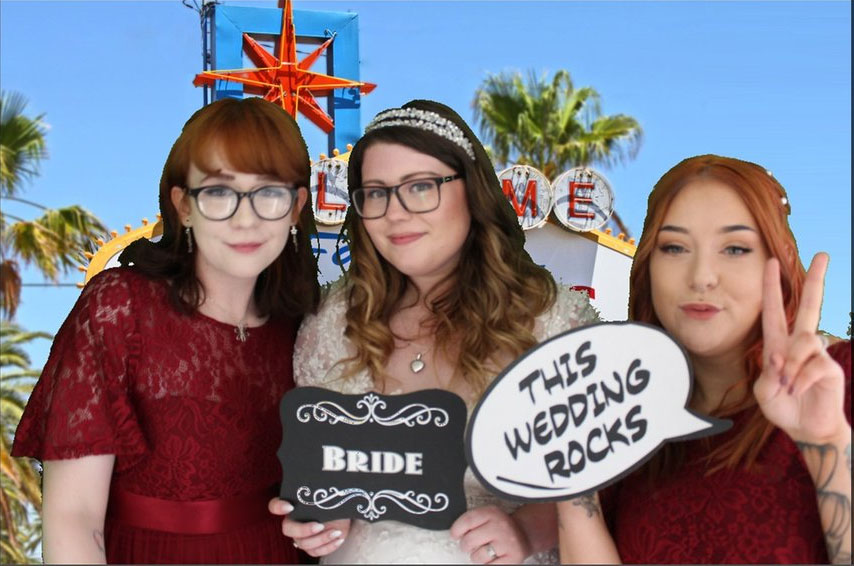 bride in photo booth
